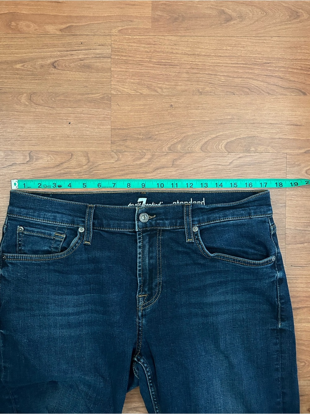 7 For All Mankind Standard Jeans Mens 34 Blue Medium Wash Straight Leg Made USA - Picture 6 of 7